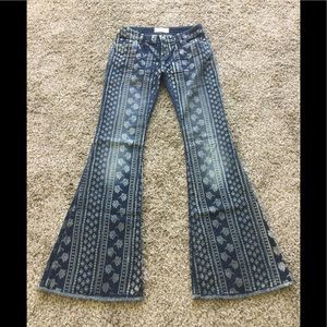 FREE PEOPLE BALI MANTRA STRIPE FLARE JEANS 26